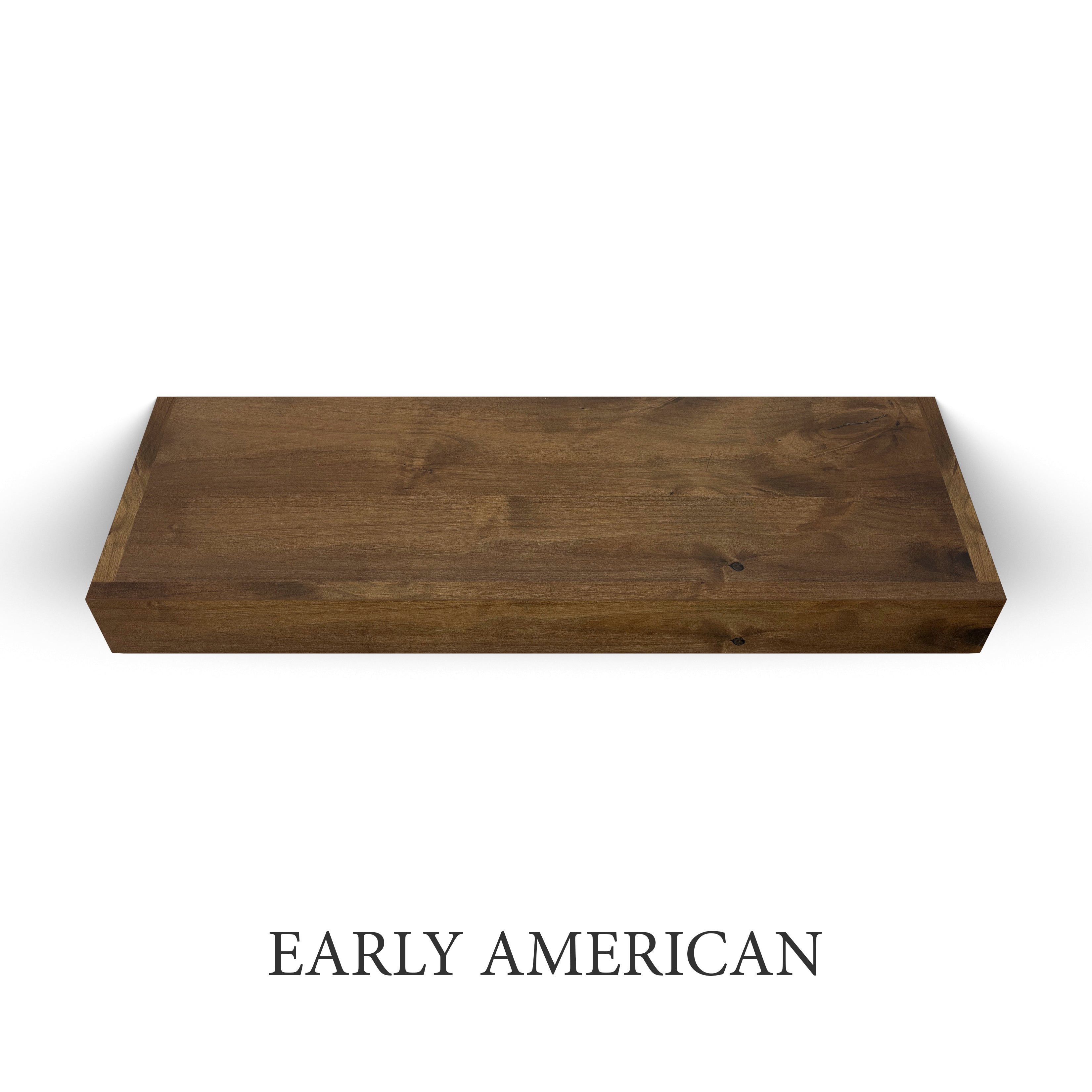 early american Rustic Alder 3 Inch Thick Floating Shelf