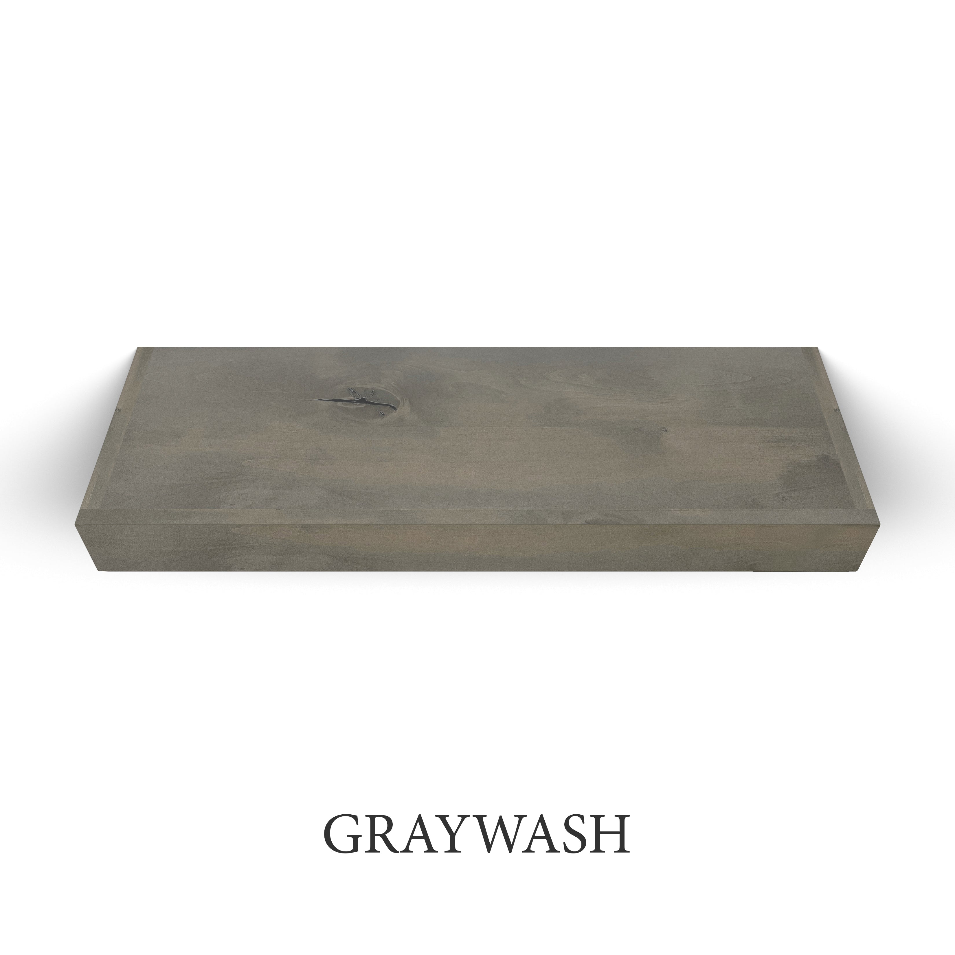 graywash Rustic Alder 3 Inch Thick Floating Shelf