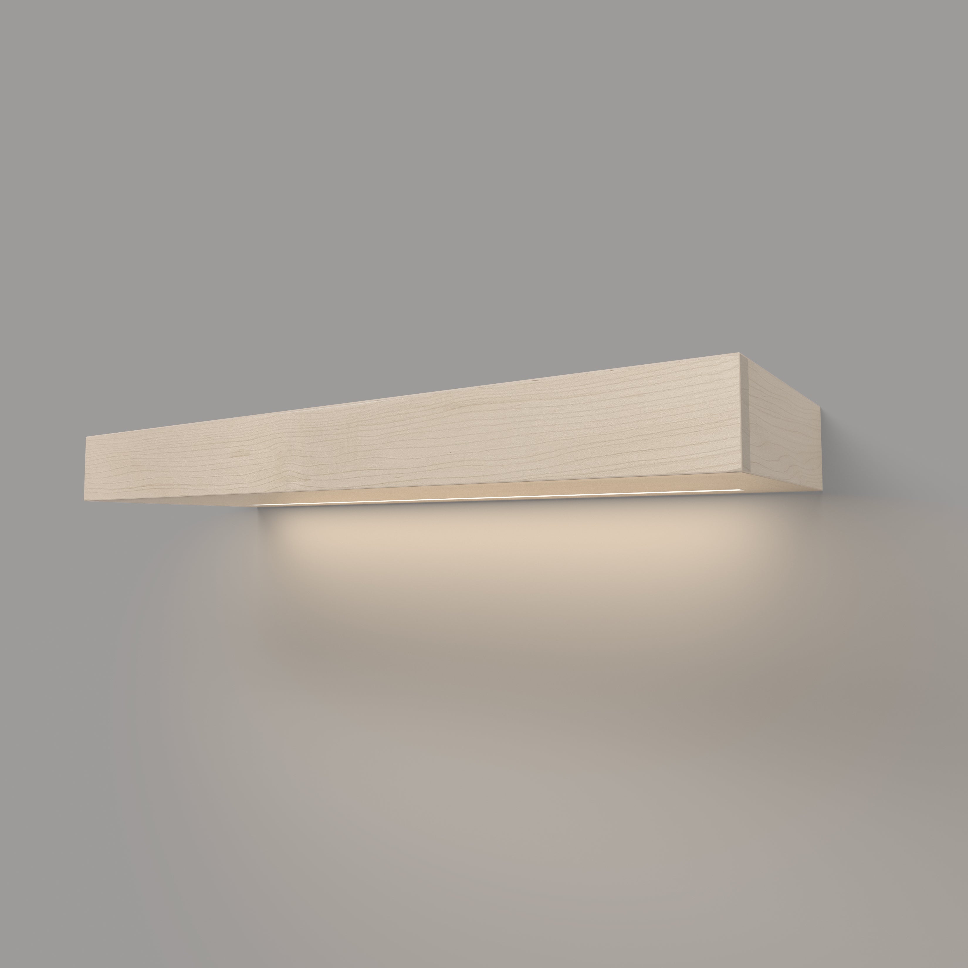 Maple 3 Inch LED Lighted Floating Shelf - Hardwired