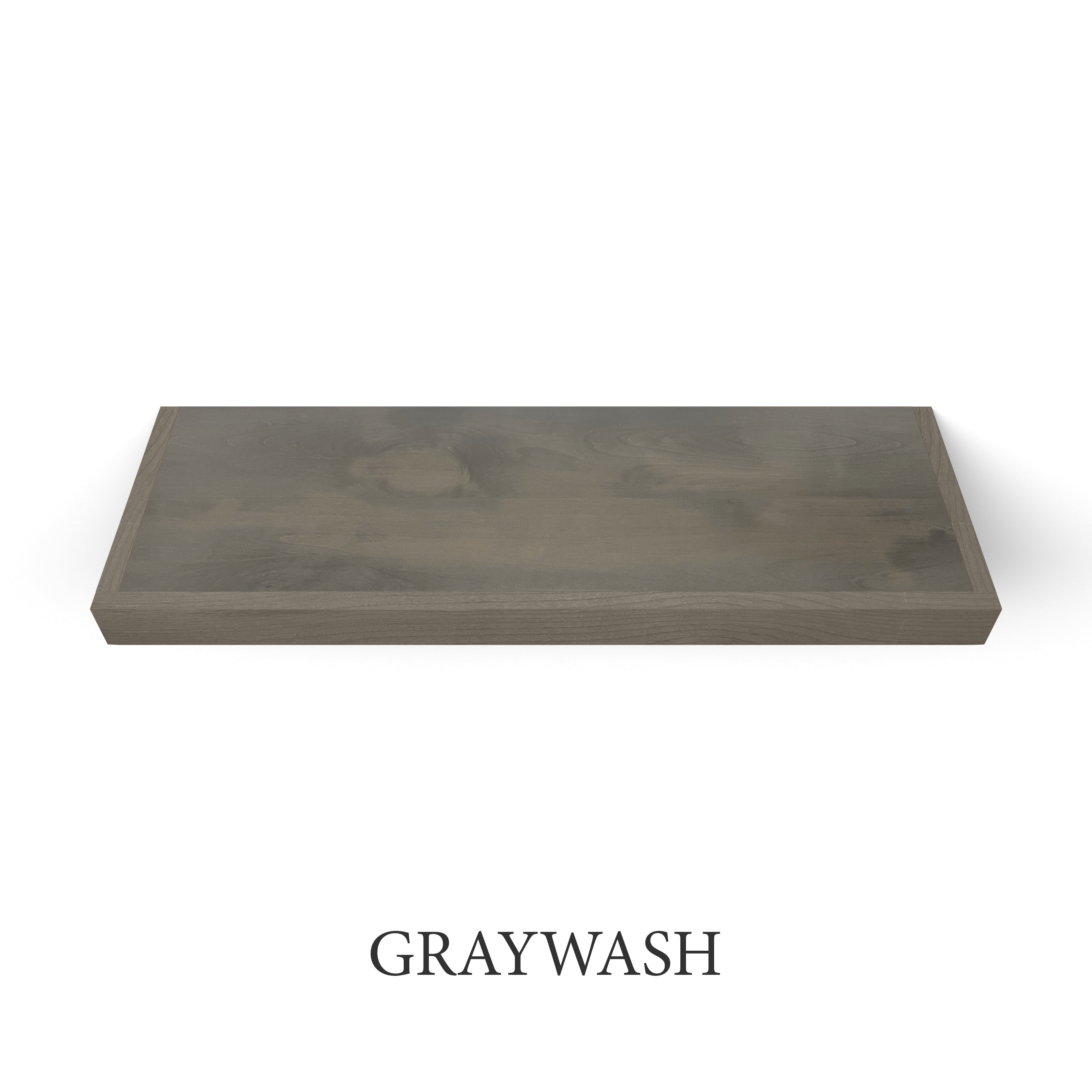 graywash Superior Alder 2 Inch Thick LED Lighted Floating Shelves - Hardwired