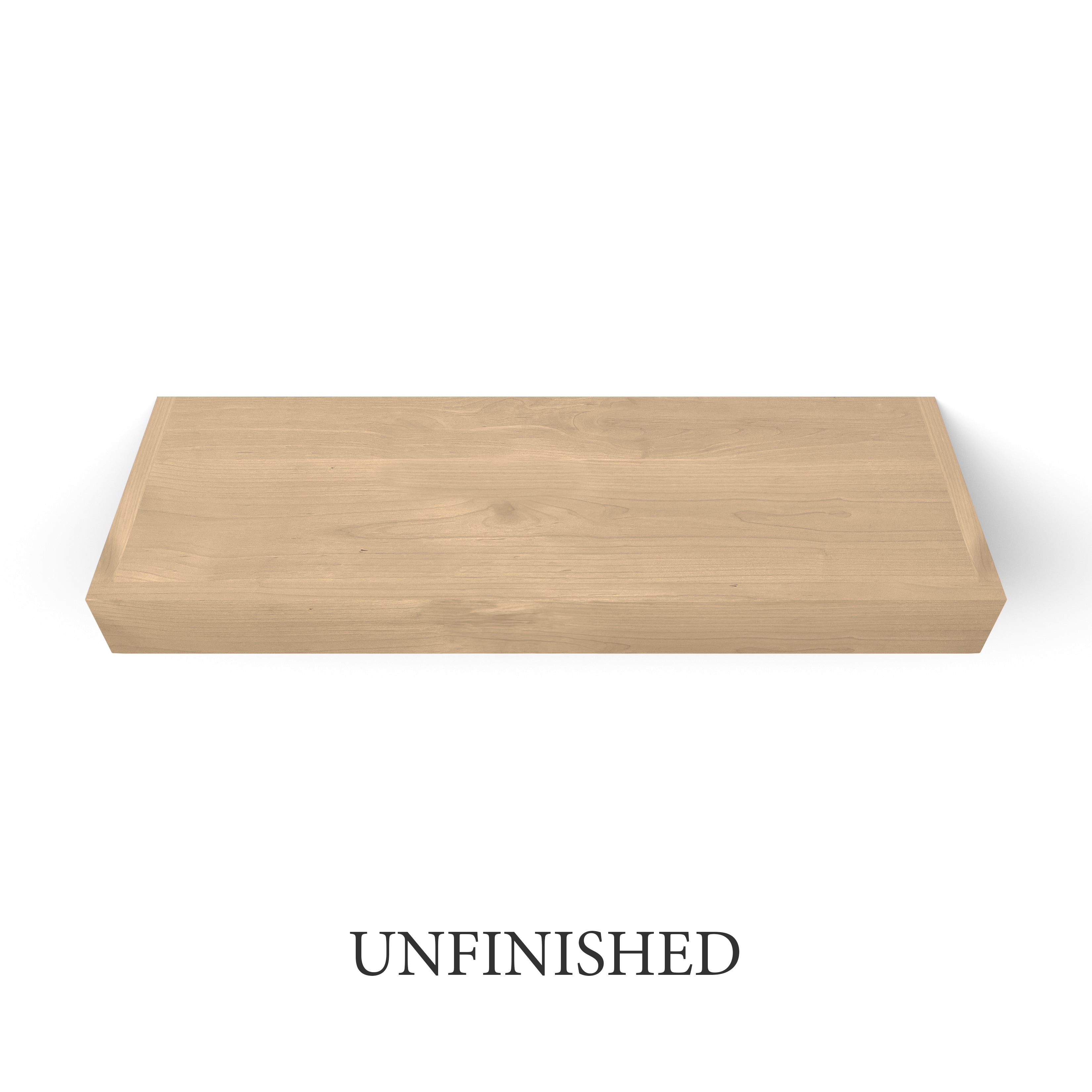 unfinished Superior Alder 3 Inch Thick Floating Shelf