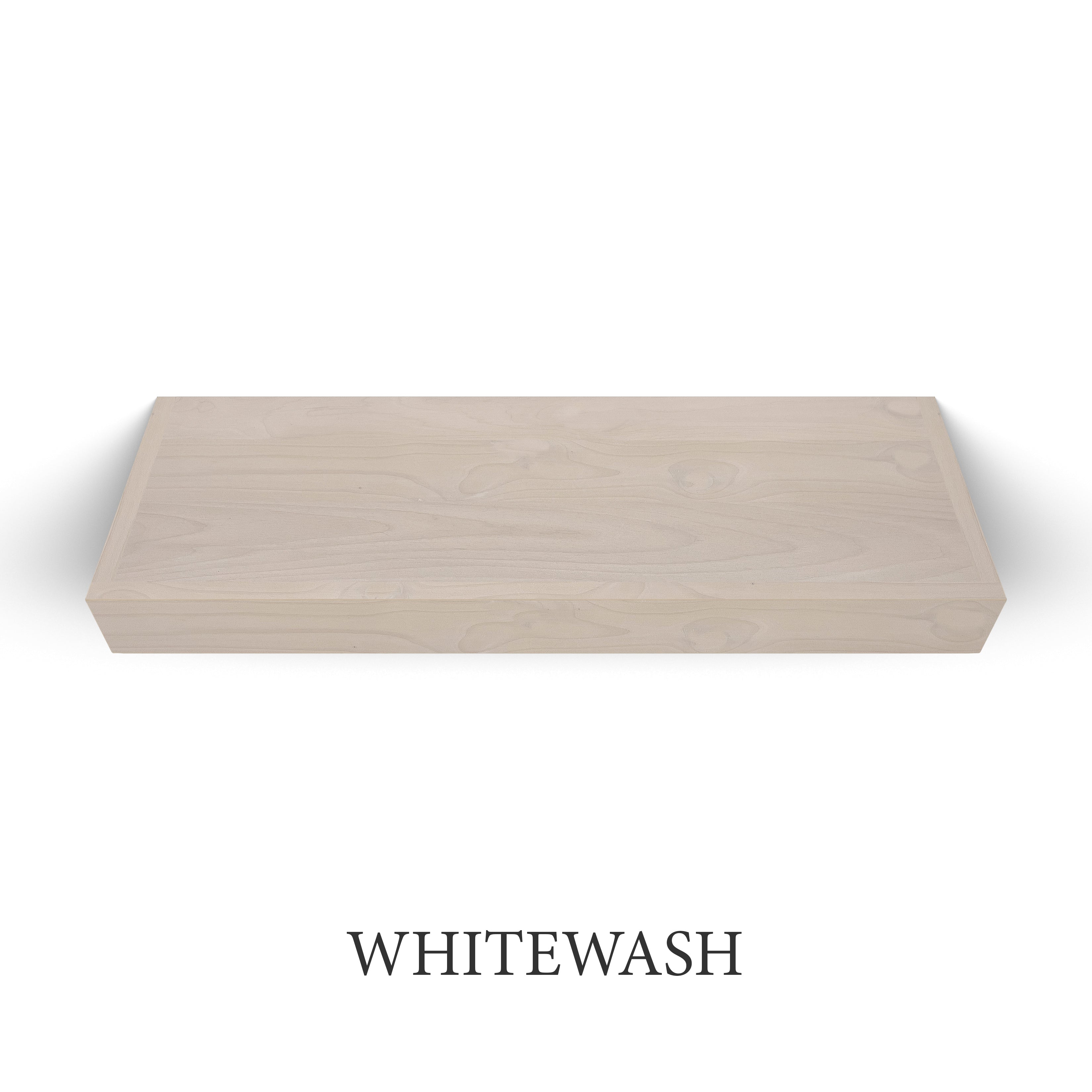 whitewash Superior Alder 3 Inch Thick Floating Shelf