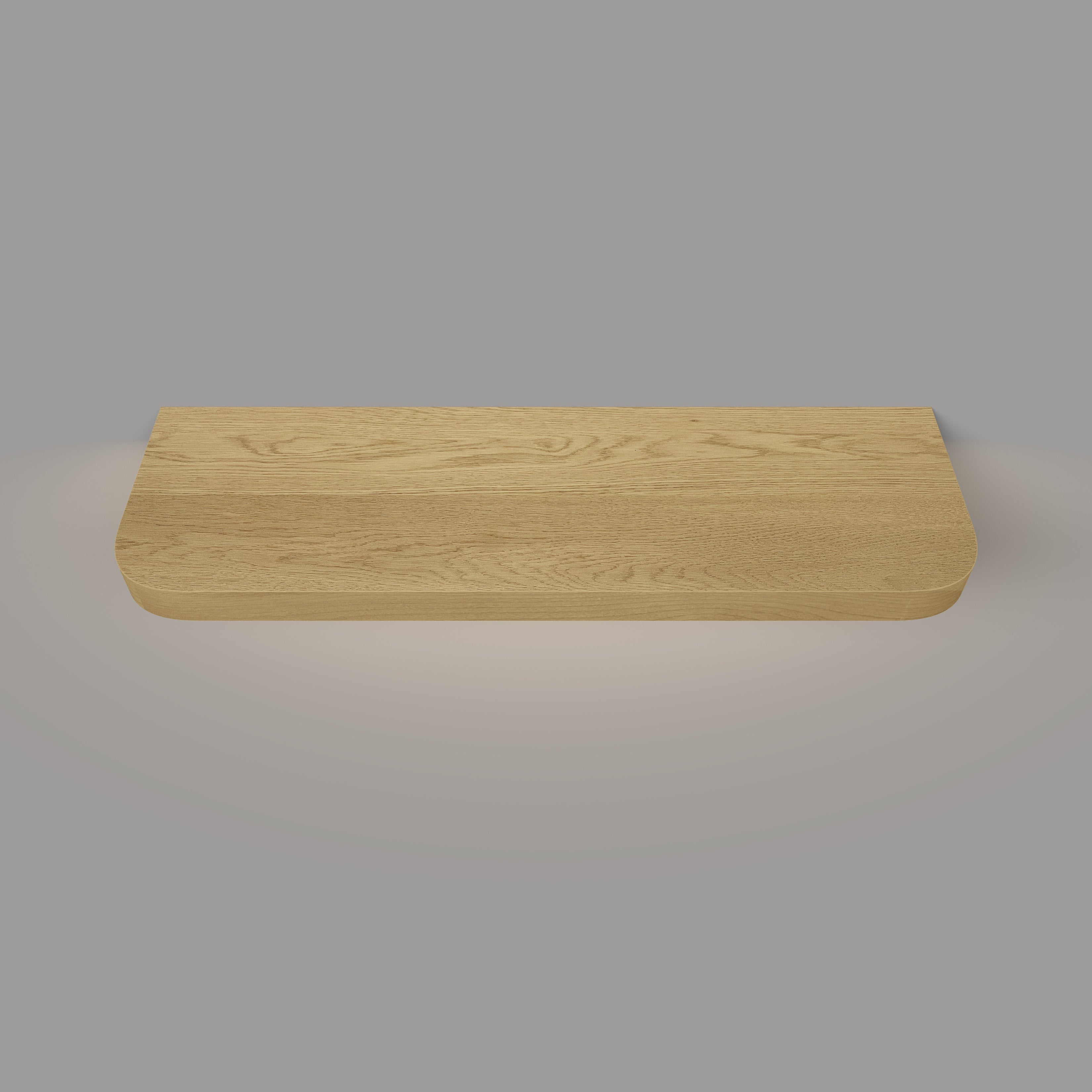 White Oak Radius LED Lighted Floating Shelf - Hardwired