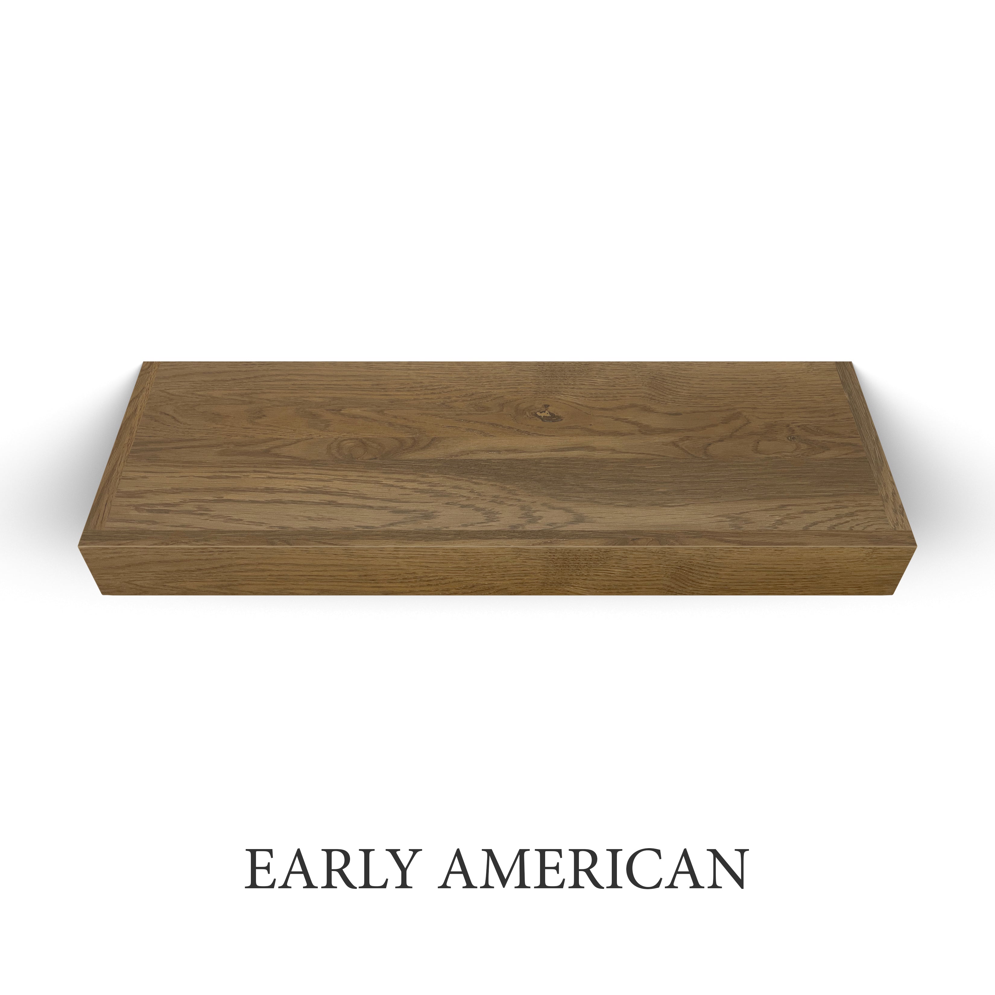 early american White Oak 3 Inch Thick LED Lighted Floating Shelf - Hardwired