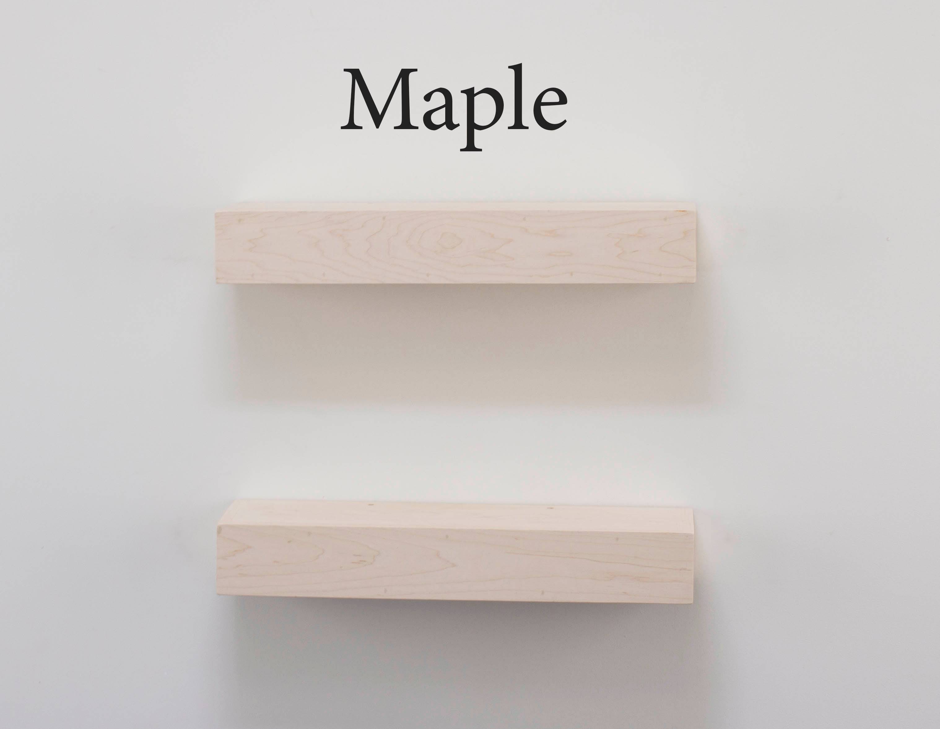 two Maple 3 Inch Thick Floating Shelves